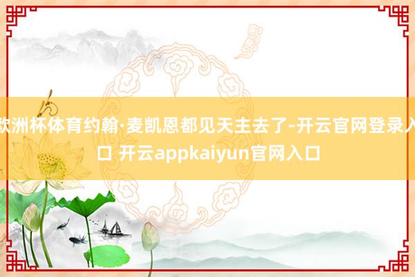 欧洲杯体育约翰·麦凯恩都见天主去了-开云官网登录入口 开云appkaiyun官网入口
