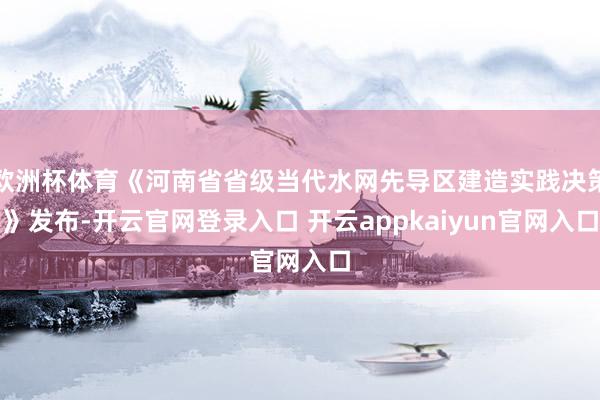 欧洲杯体育《河南省省级当代水网先导区建造实践决策》发布-开云