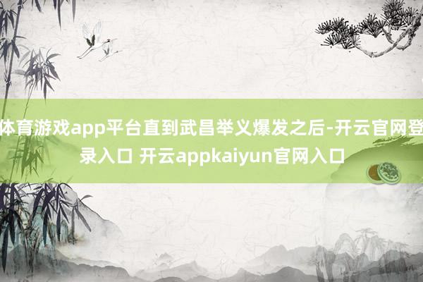 体育游戏app平台直到武昌举义爆发之后-开云官网登录入口 开云appkaiyun官网入口