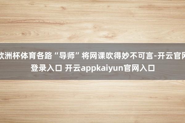 欧洲杯体育各路“导师”将网课吹得妙不可言-开云官网登录入口 开云appkaiyun官网入口
