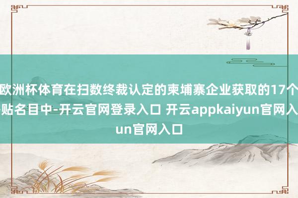 欧洲杯体育在扫数终裁认定的柬埔寨企业获取的17个补贴名目中-开云官网登录入口 开云appkaiyun官网入口